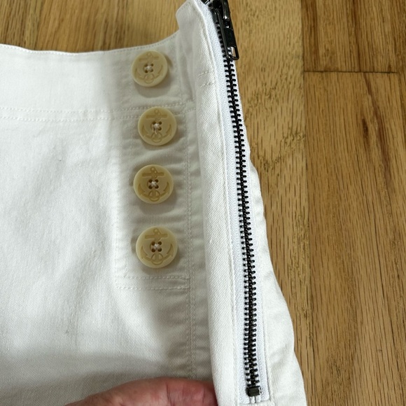 MARGARET O’LEARY nautical sailor mini skirt anchor buttons cotton white size S - Picture 6 of 10